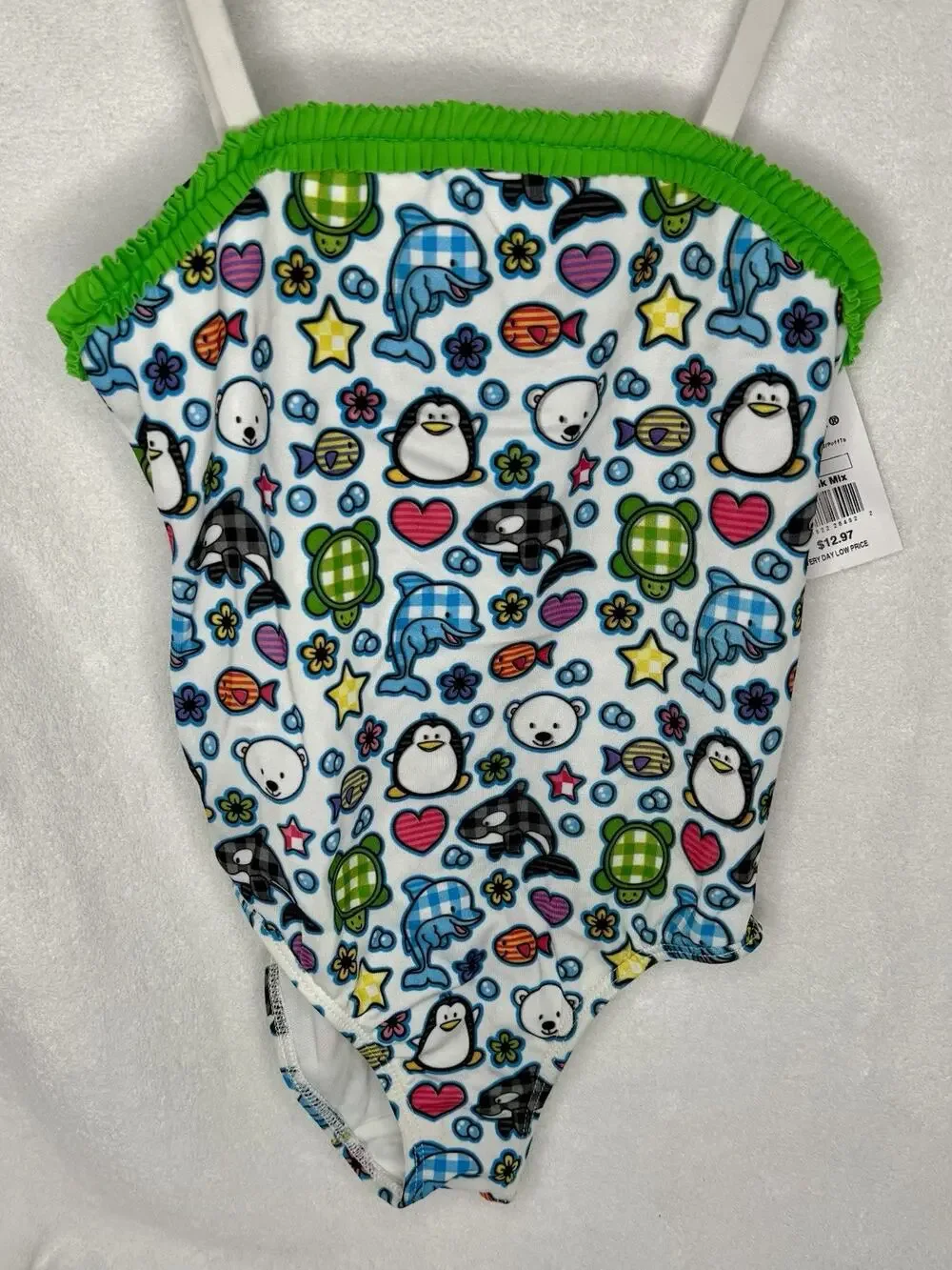 6X Girls’ Multicolor Graphic Stickers-style Cartoons One-Piece Bathing Suit
